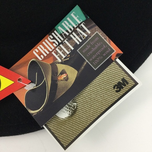 Vintage black 100% wool crushable hat bling cross boho western adult medium - Picture 13 of 13